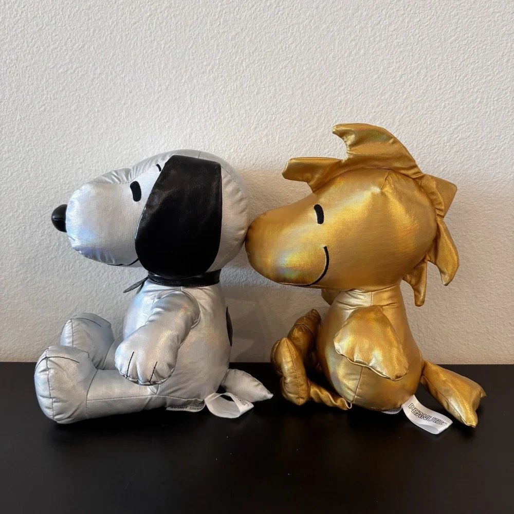 Peanuts 75th Anniversary Snoopy Woodstock Plush Silver Gold Kohls Cares NWT